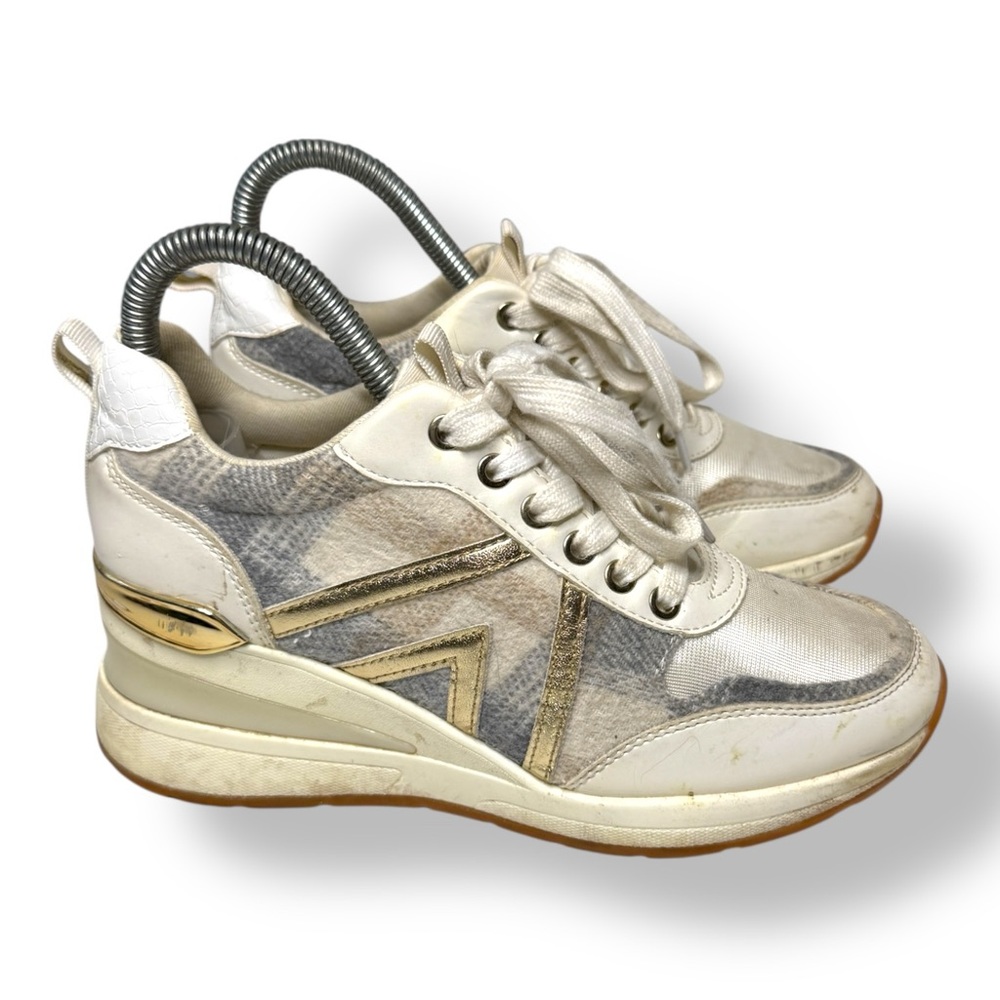Aldo Women's Wedge Sneakers in Cream and Gold